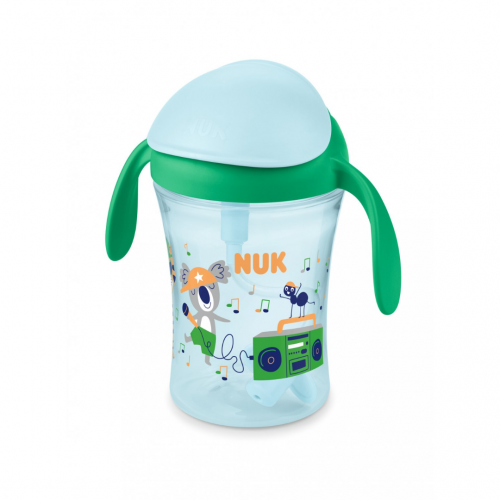 Nuk Motion Cup Παιδικό Ποτηράκι με Λαβές και Καλαμάκι για 8+ μηνών σε πράσινο χρώμα (10.255.639), 230ml